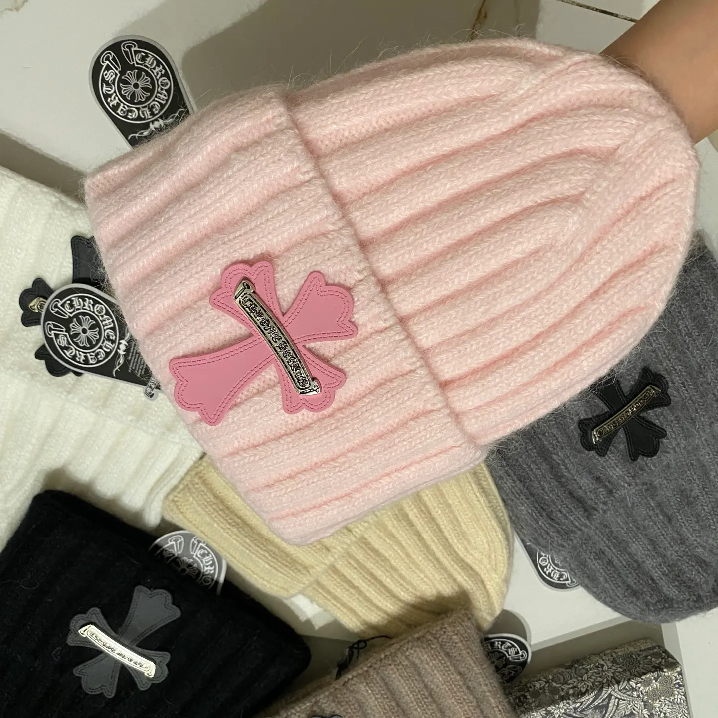Crow Heart Rabbit Fur Knitted Hat